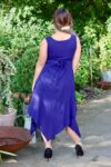 Elegant blue dress with waist straps . Soft thin cotton in 2 layers