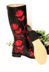 Handmade lblack leather boots with red embroidery