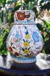 Keramikkande med håndmalede blomster, bort og hank